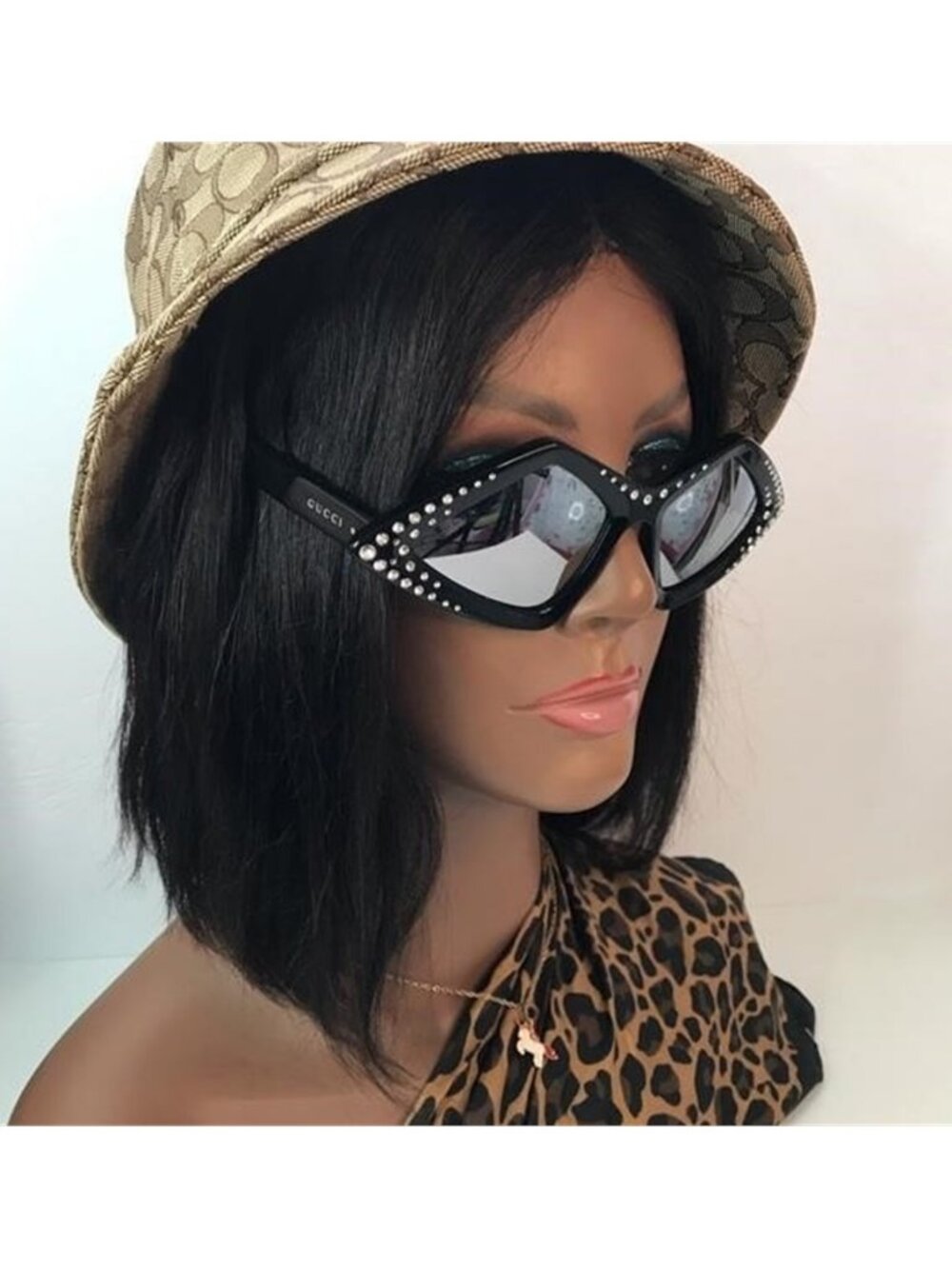 New Authentic GUCCI BLACK ACETATE RHINESTONES GG0496S SUNGLASSES 59/18 145MM